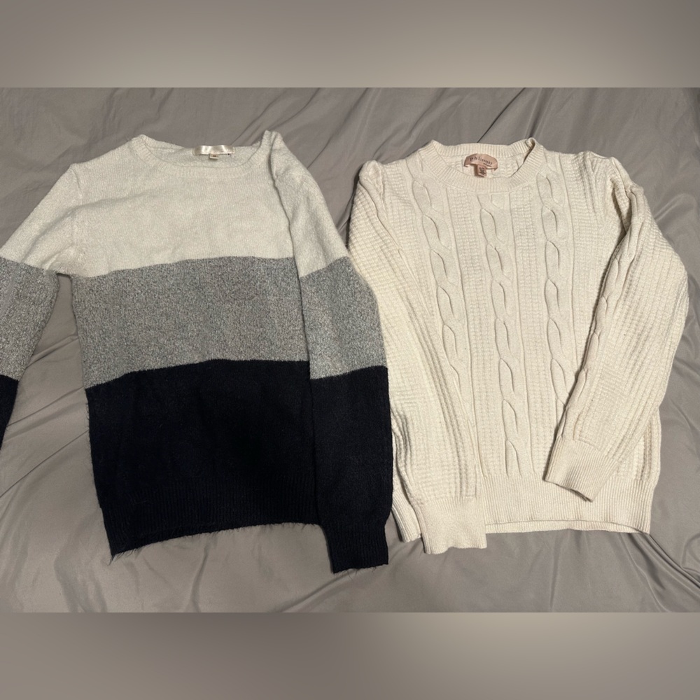 Colorblock and Cable Knit Women's Sweater Set